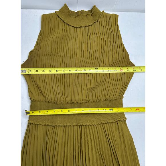 Nanette Lepore Pleated Sleeveless Midi Dress In Brown Size 14 - Picture 5 of 6